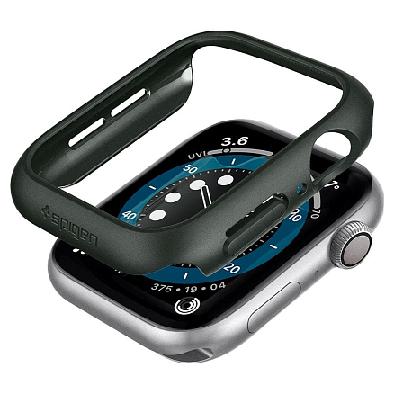 Чехол для Apple Watch 44 мм пластиковый тонкий Spigen Thin Fit хаки