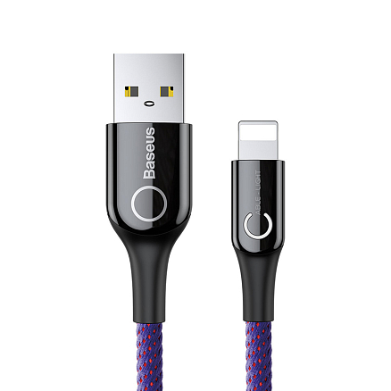 Кабель USB - Lightning для зарядки iPhone 1 м 2.4A с автоотключением плетеный Baseus C-shaped фиолетовый
