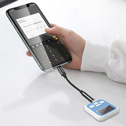 Переходник Lightning - 3,5 мм (папа - мама) 15 см Baseus L3.5 черный