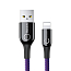 Кабель USB - Lightning для зарядки iPhone 1 м 2.4A с автоотключением плетеный Baseus C-shaped фиолетовый