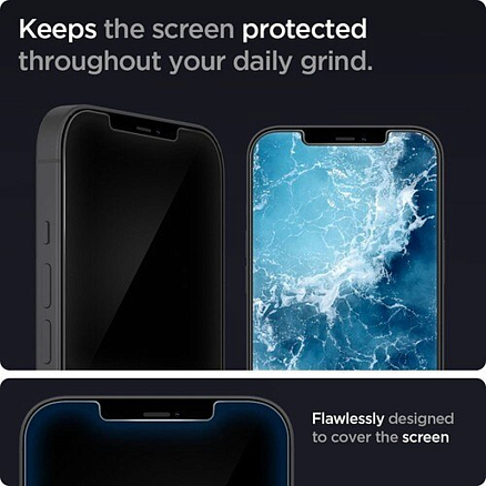 Защитное стекло для iPhone 12, 12 Pro на экран Spigen Glas.TR Slim HD прозрачное