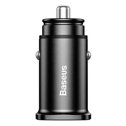 Зарядное устройство автомобильное с двумя USB входами 5А 30W Baseus Square Metal (быстрая зарядка QC 3.0) черное
