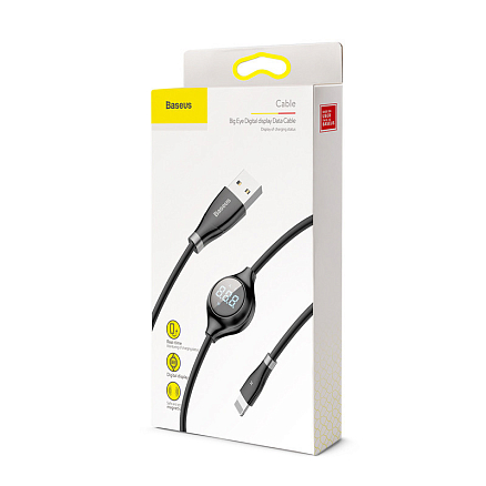 Кабель USB - Lightning для зарядки iPhone 1,2 м 2А с дисплеем Baseus Big Eye Digital черный