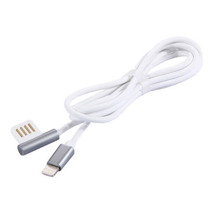 Кабель USB - Lightning для зарядки iPhone с угловым USB 1 м 2.1A Remax Emperor серебристый