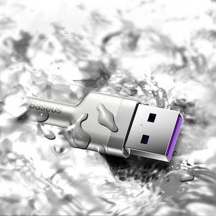 Кабель Type-C - USB для зарядки 1 м плетеный 6А 66W Baseus Cafule Metal Data CAKF000102 (быстрая зарядка) белый
