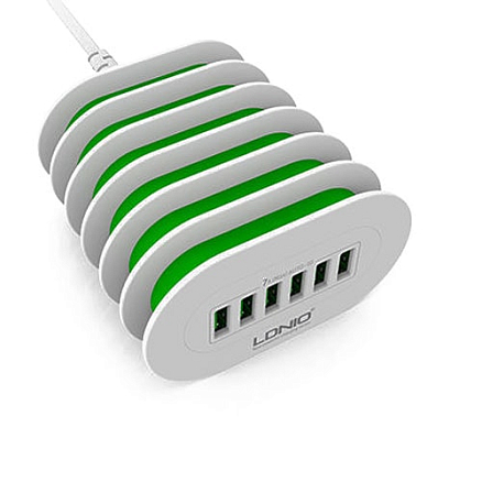 Зарядное устройство сетевое с шестью USB входами 7А Ldnio A6702 белое
