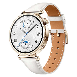 Умные часы Huawei Watch GT 5 41 мм с белым кожаным ремешком золотистые