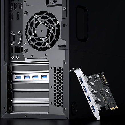 Адаптер PCI-E на 4 порта USB 3.0 Ugreen CM468 серебристый