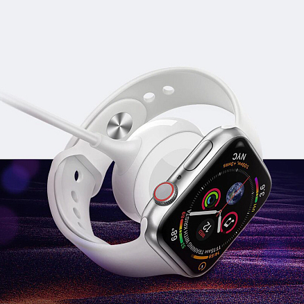 Беспроводная зарядка для Apple Watch магнитная MFi Ugreen CD177 с Type-C кабелем белая