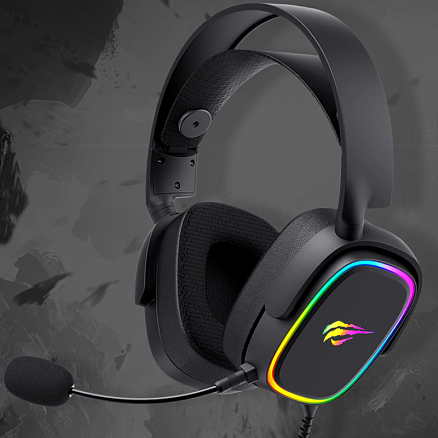 Наушники Havit H2035U полноразмерные с микрофоном и RGB подсветкой игровые черные