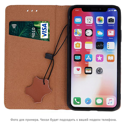 Чехол для Samsung Galaxy A02s из натуральной кожи - книжка GreenGo Smart Pro коричневый