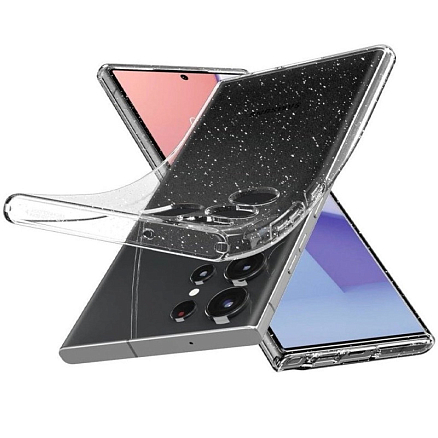 Чехол для Samsung Galaxy S23 Ultra гелевый с блестками Spigen Liquid Crystal Glitter прозрачный