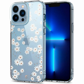 Чехол для iPhone 13 Pro гибридный Spigen Cyrill Cecile White Daisy прозрачный