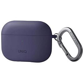 Чехол для наушников AirPods Pro, Pro 2 силиконовый с карабином UNIQ Nexo фиолетовый