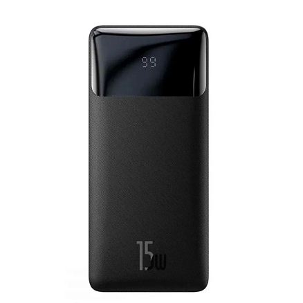 Внешний аккумулятор Baseus Bipow Digital с дисплеем 10000мАч (USB, Type-C, ток 3А, быстрая зарядка PD, QC 3.0, 15Вт) черный