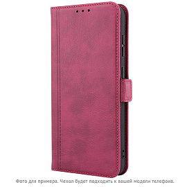 Чехол для Xiaomi Redmi Note 13 Pro+ кожаный - книжка CASE book темно-красный