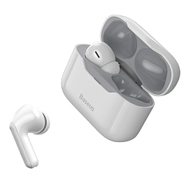 Наушники TWS беспроводные Bluetooth Baseus Simu S1 вакуумные с микрофоном и активным шумоподавлением белые
