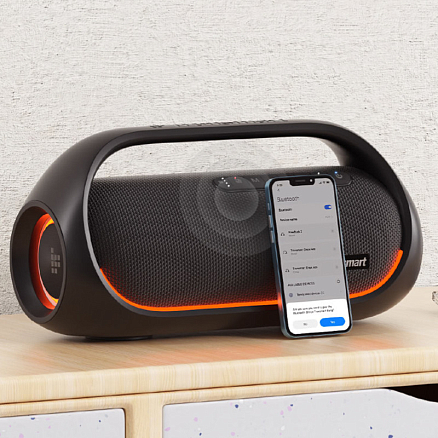 Портативная колонка Tronsmart Bang с защитой от воды, подсветкой, USB, поддержкой MicroSD карт и аккумулятором черная