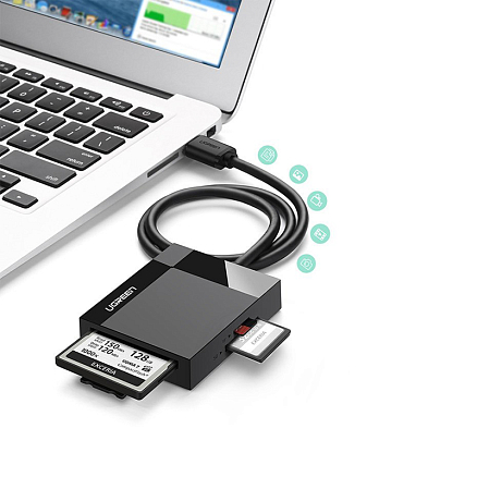  Картридер USB 3.0 универсальный длина 50 см Ugreen CR125 черный