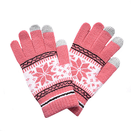 Перчатки трикотажные для емкостных дисплеев Greengo (Польша) N-05 узор розовые