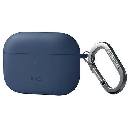 Чехол для наушников AirPods Pro, Pro 2 силиконовый с карабином UNIQ Nexo синий