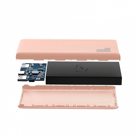 Внешний аккумулятор Baseus Bipow 10000мАч (USB, Type-C, ток 3А, быстрая зарядка PD, QC 3.0, 18Вт) розовый