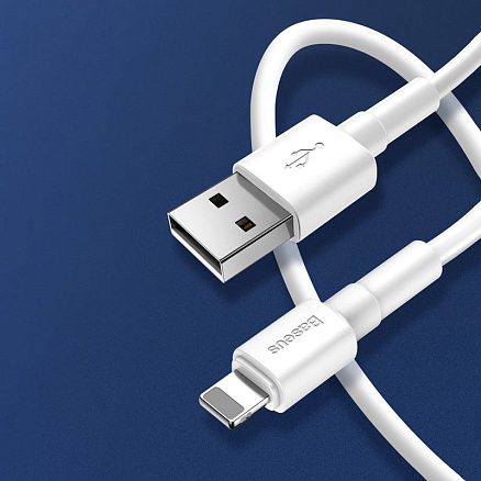 Кабель USB - Lightning для зарядки iPhone 1 м 2.4А Baseus Mini белый