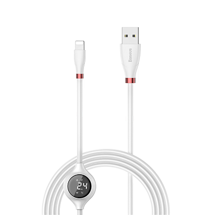 Кабель USB - Lightning для зарядки iPhone 1,2 м 2А с дисплеем Baseus Big Eye Digital белый