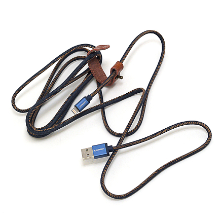 Кабель USB - Lightning для зарядки iPhone 1,5 м 2.4А MFi джинсовый Ugreen US247 синий