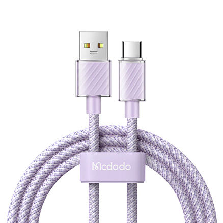 Кабель Type-C - USB 2.0 для зарядки 2 м 6А 100W плетеный McDodo CA-3655 (быстрая зарядка Huawei, QC) фиолетовый