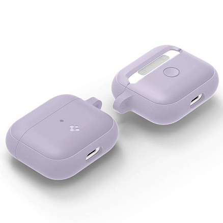 Чехол для наушников AirPods 3 силиконовый с карабином Spigen Silicone Fit фиолетовый