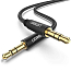 Кабель 3,5 мм - 3,5 мм (стандартный аудио разъем) Aux 1 метр плетеный Ugreen AV112 черный