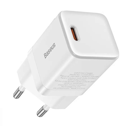 Зарядное устройство сетевое Type-C 3А 30W Baseus GaN3 (быстрая зарядка QC, PD) белое