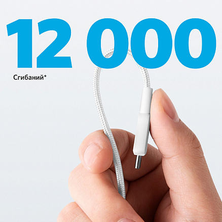 Кабель Type-C - Type-C для зарядки 1,8 м плетеный Anker PowerLine 322 (быстрая зарядка PD) белый