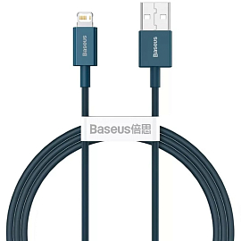 Кабель USB - Lightning для зарядки iPhone 1 м 2.4А Baseus Superior синий
