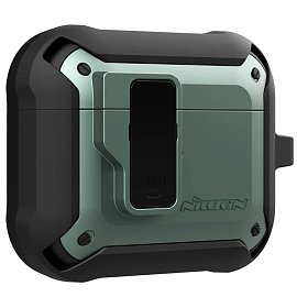 Чехол для наушников AirPods 3 гибридный Nillkin Bounce черно-зеленый