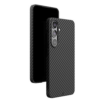 Чехол для Samsung Galaxy S25 кевларовый тонкий VLP Kevlar MagSafe черный