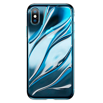 Чехол для iPhone X, XS гелевый ультратонкий Baseus Water прозрачный голубой
