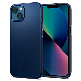 Чехол для iPhone 13 пластиковый тонкий Spigen Thin Fit синий