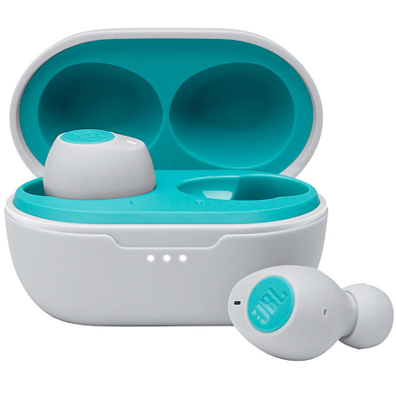 Наушники беспроводные Bluetooth JBL Tune 115 TWS вакуумные с микрофоном бело-бирюзовые