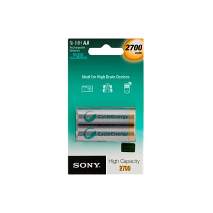 Аккумуляторы AA (пальчиковые большие) Ni-Mh 2700мАч Sony комплект 2 шт.