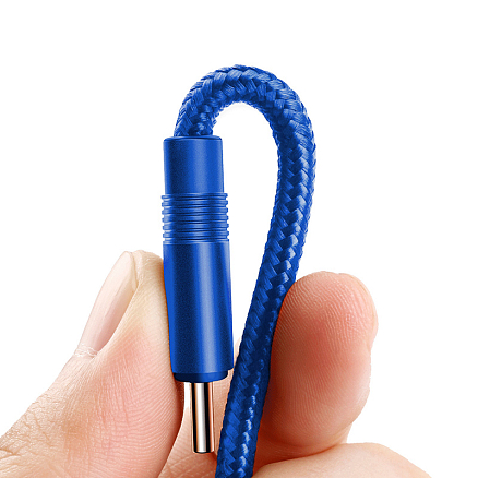 Кабель USB - MicroUSB, Lightning, Type-C 1,2 м 3.5A плетеный Baseus Data Faction синий