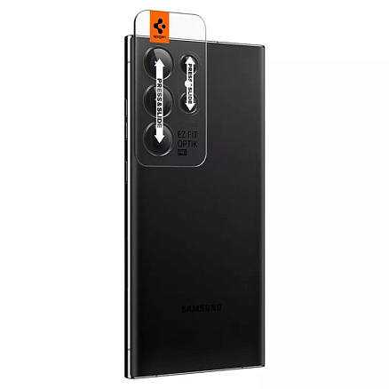 Защитное стекло на камеру для Samsung Galaxy S23 Ultra Spigen Glas.TR EZ Fit Optik Pro черное 2 шт.