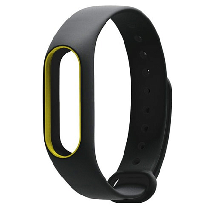 Сменный браслет для Xiaomi Mi Band 2 силиконовый Teamyo черно-желтый