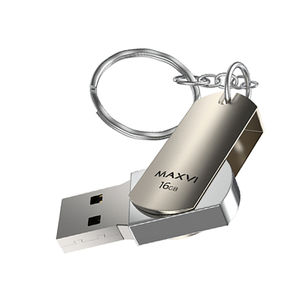 Флешка Maxvi MR 16Gb USB 2.0 металл серебристая