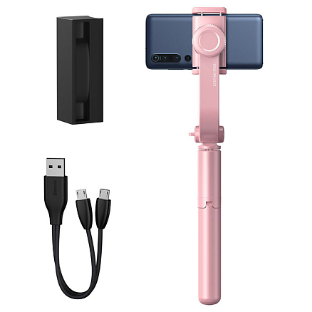 Монопод-стабилизатор со штативом Baseus Lovely Gimbal 1-осевой розовый