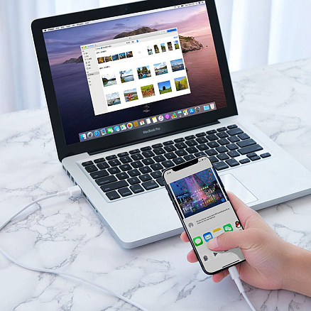Кабель USB - Lightning для зарядки iPhone 1 м 2.4А Baseus Mini белый