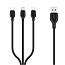 Кабель USB - MicroUSB, Lightning, Type-C 1 м 2.1A XO NB103 черный