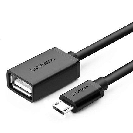 Переходник MicroUSB - USB 2.0 (папа - мама) хост OTG длина 15 см Ugreen US133 черный