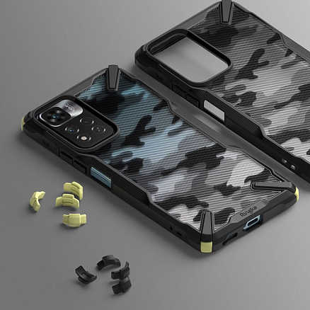 Чехол для Xiaomi Redmi Note 11 Pro+ гибридный Ringke Fusion X Design Camo со светящимися вставками черный